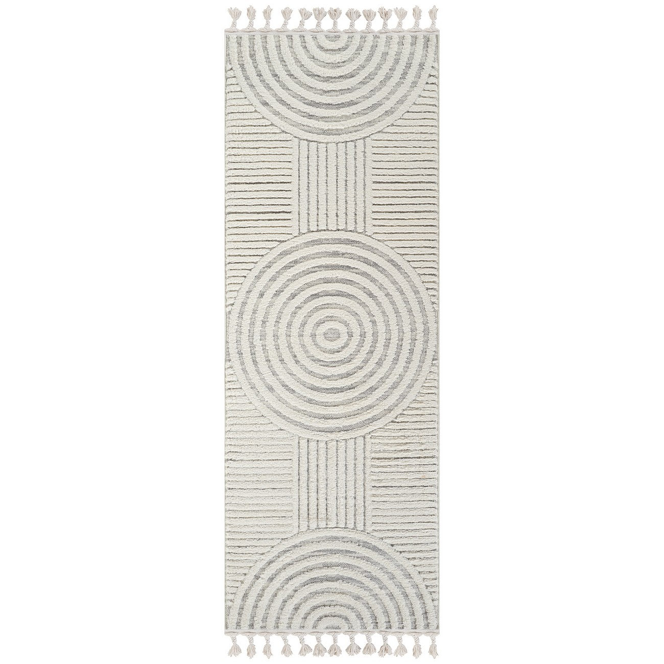 MATILDA Scandi Modern High Pile Ivory/Grey Area Rug Flat
