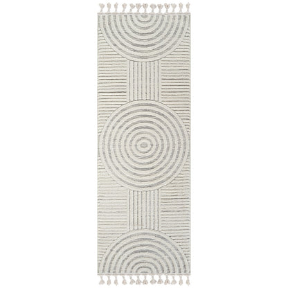 MATILDA Scandi Modern High Pile Ivory/Grey Area Rug Flat