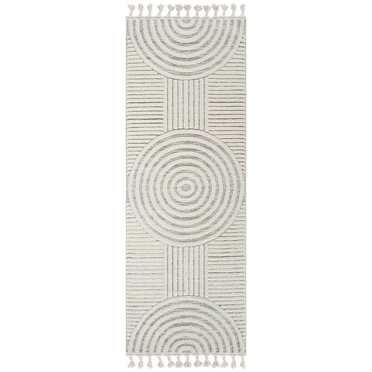 MATILDA Scandi Modern High Pile Ivory/Grey Area Rug Flat