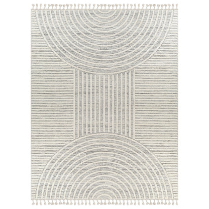MATILDA Scandi Modern High Pile Ivory/Grey Area Rug Flat