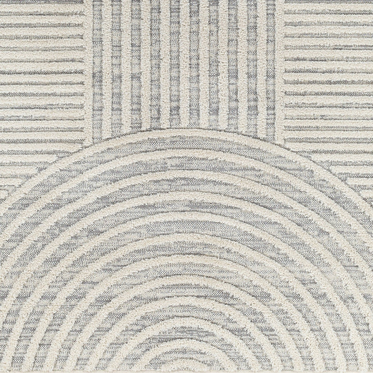 MATILDA Scandi Modern High Pile Ivory/Grey Area Rug Swatch