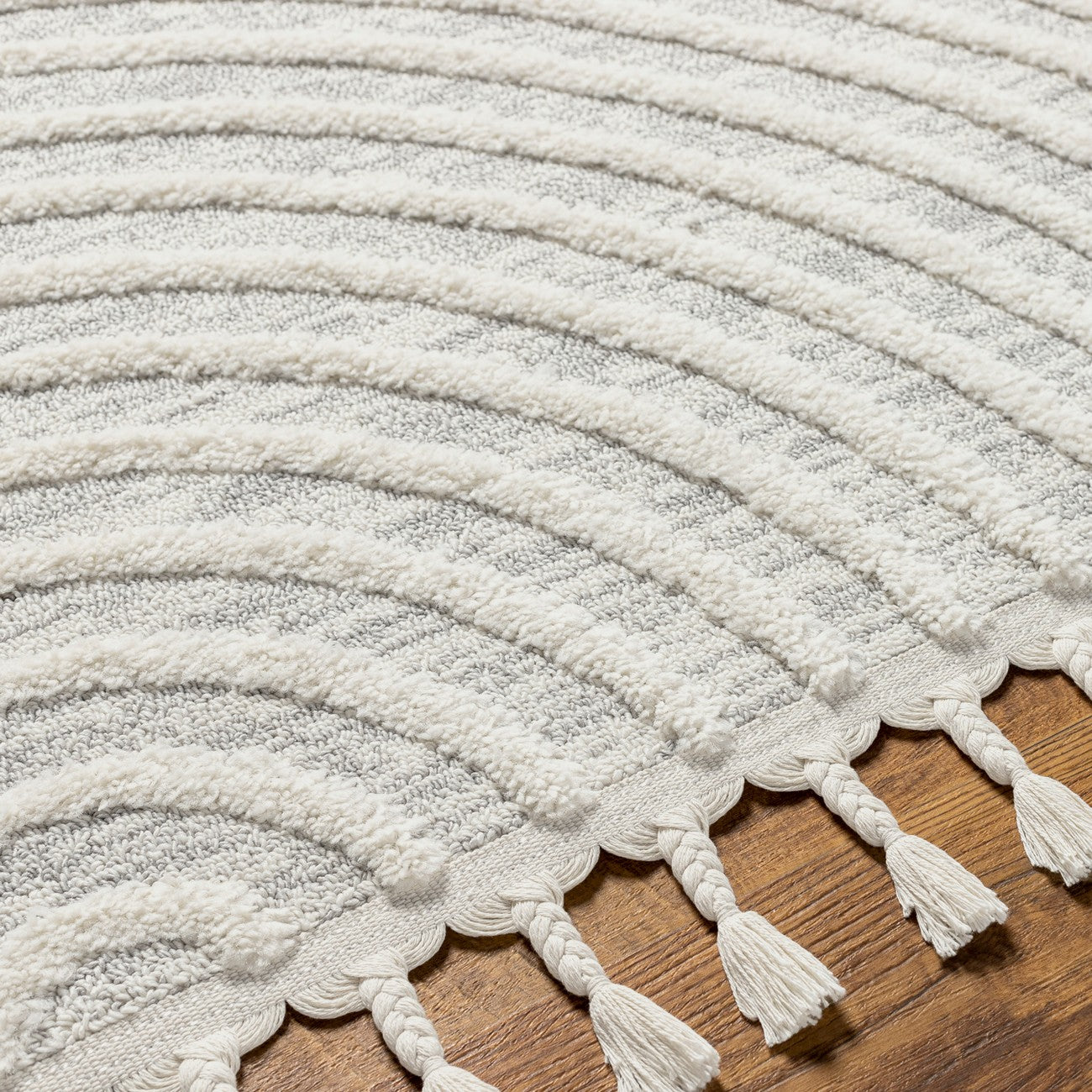 MATILDA Scandi Modern High Pile Ivory/Grey Area Rug Texture