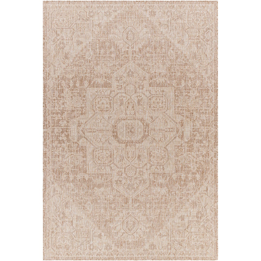 MAYA Outdoor Oriental Jute-Look Brown Area Rug Flat