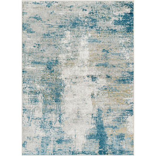 MAYLENE Abstract Modern Marble Dark Teal Area Rug Flat