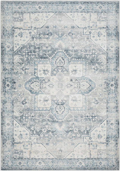 Sample Mauro Blue Medallion Washable Area Rug