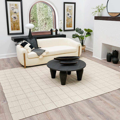 Nissa Cream Checkered Wool Rug