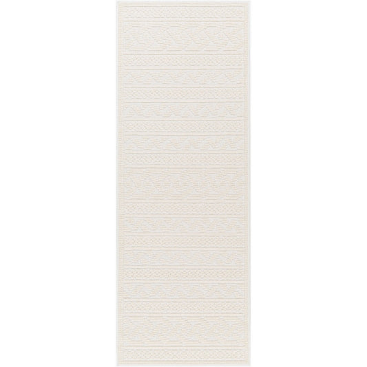 MEGHA FALLS Machine Washable Global Cream Area Rug Flat