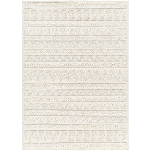 MEGHA FALLS Machine Washable Global Cream Area Rug Flat