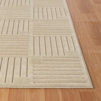 MIDORI Indoor & Outdoor Scandi Modern Beige Area Rug Front