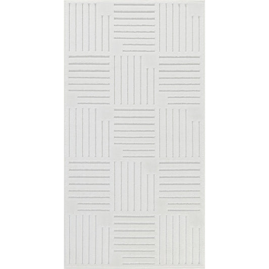 MIDORI Indoor & Outdoor Scandi Modern White Area Rug Flat