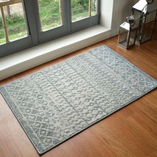MILA Scandi Modern Boho Light Beige/Grey Area Rug Roomscene