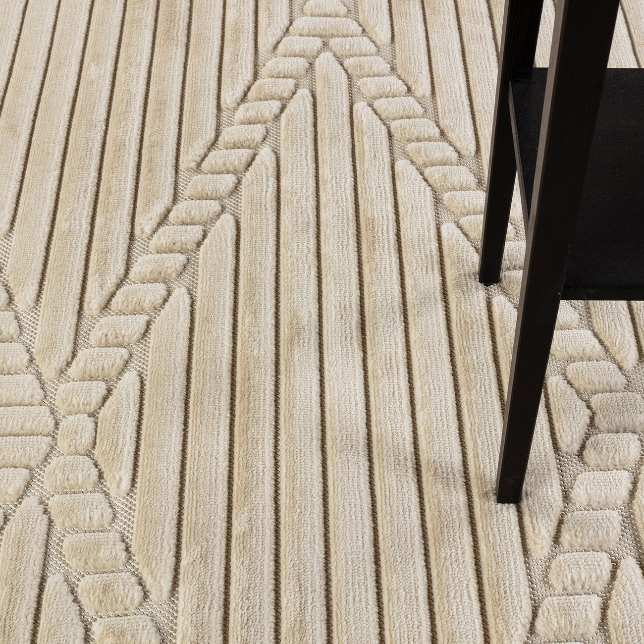 MITSUKO Indoor & Outdoor 3D High & Low Pile Textured Beige Area Rug Swatch