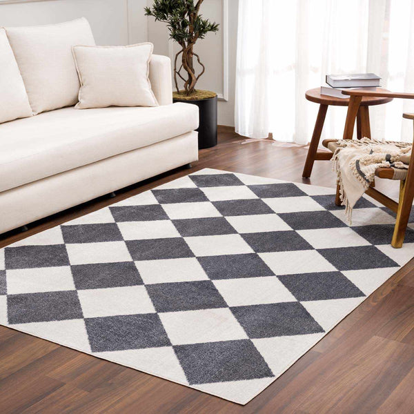 Ulric Gray Diamond Washable Area Rug