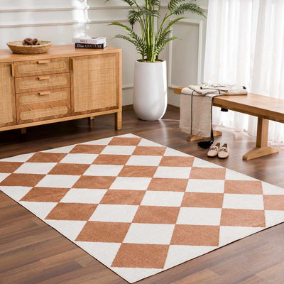 Ulric Brown Diamond Washable Area Rug