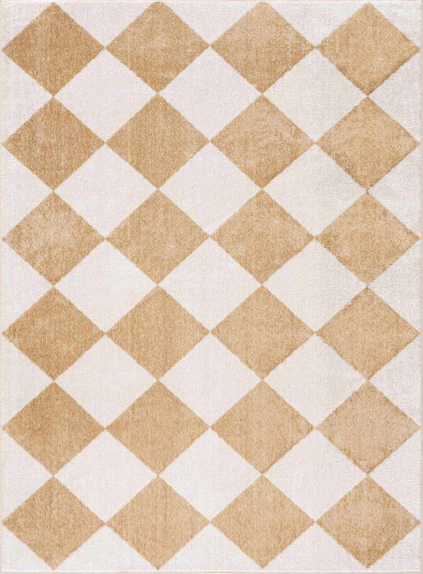 Ulric Light Beige Diamond Washable Area Rug