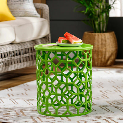 Morada Green Geometric Metal End Table