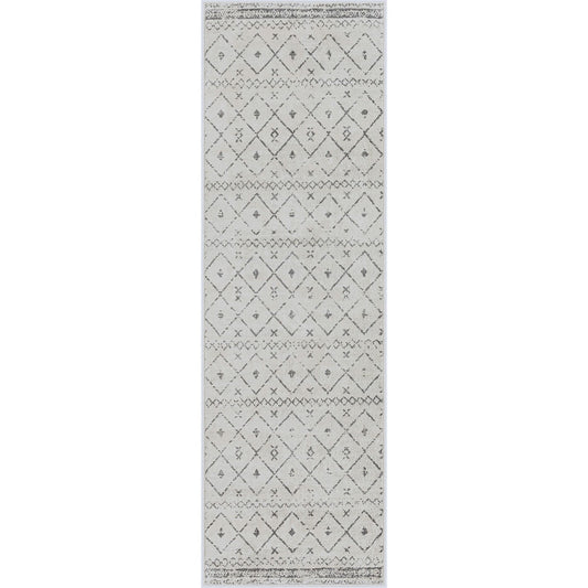 MYA Berber Geometric White Area Rug Flat