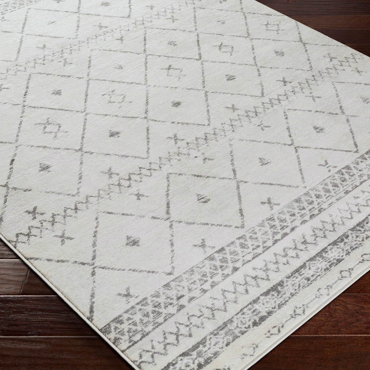 MYA Berber Geometric White Area Rug
