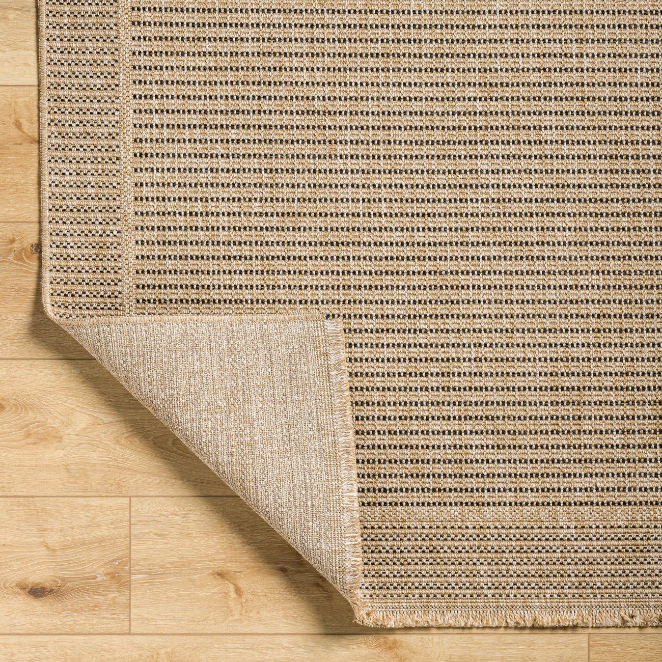 MINDY Indoor & Outdoor Cottage Jute-Look Beige Area Rug Fold