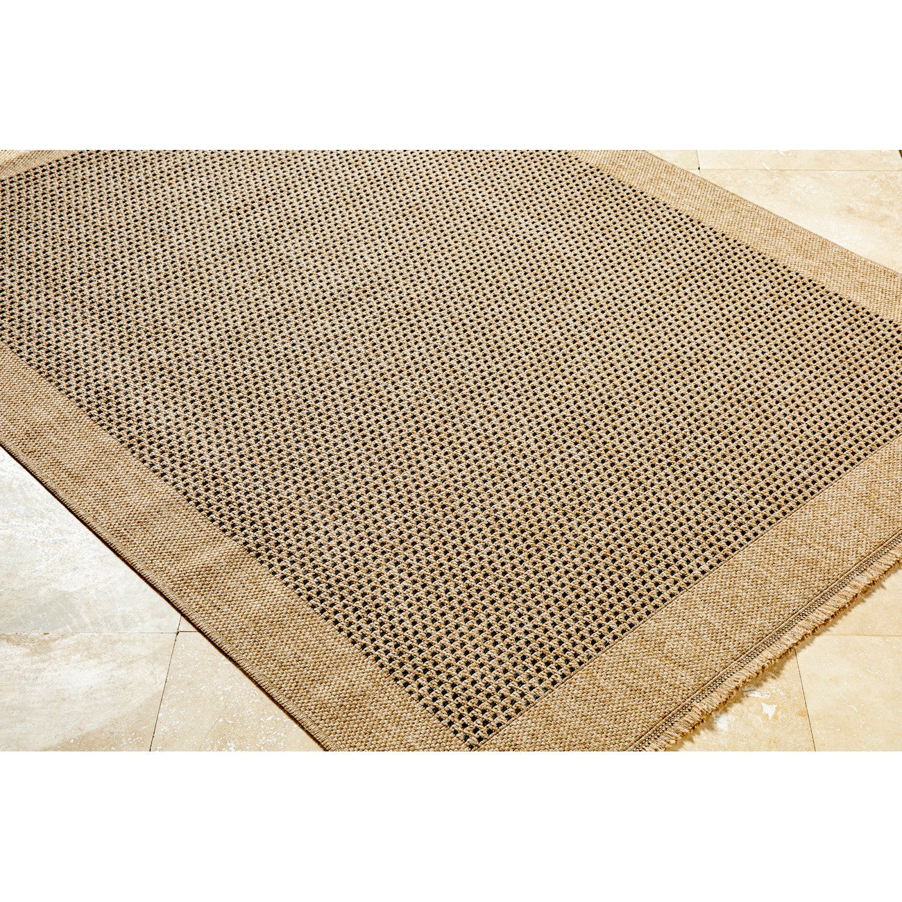 LORI Indoor & Outdoor Cottage Jute-Look Beige/Brown Area Rug Corner