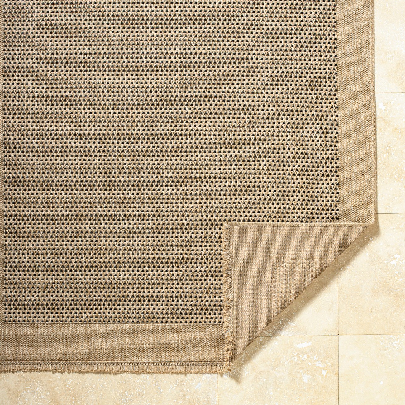 LORI Indoor & Outdoor Cottage Jute-Look Beige/Brown Area Rug Fold