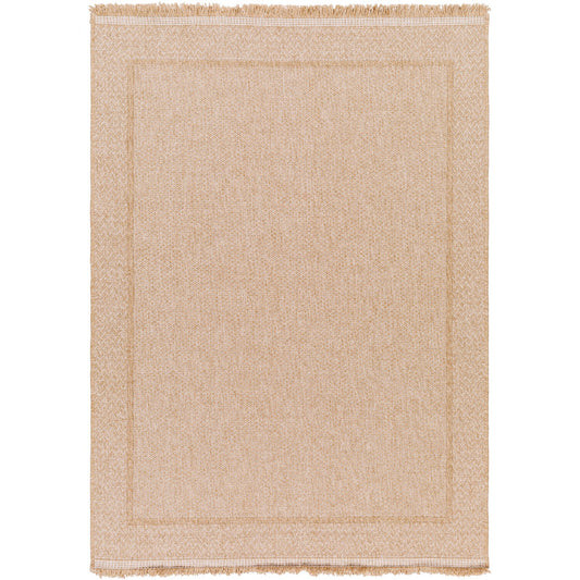 NIKKI Indoor & Outdoor Cottage Jute-Look Beige Area Rug Flat