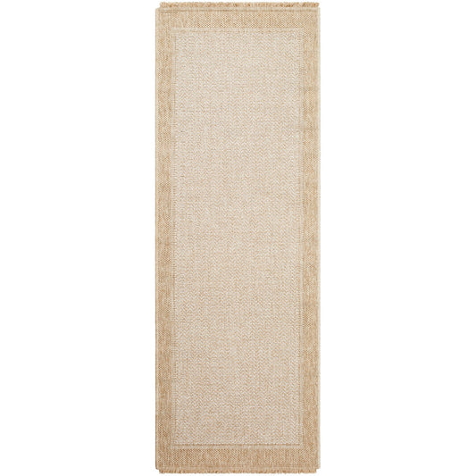 JENNY Indoor & Outdoor Cottage Jute-Look Beige/Tan Area Rug Flat