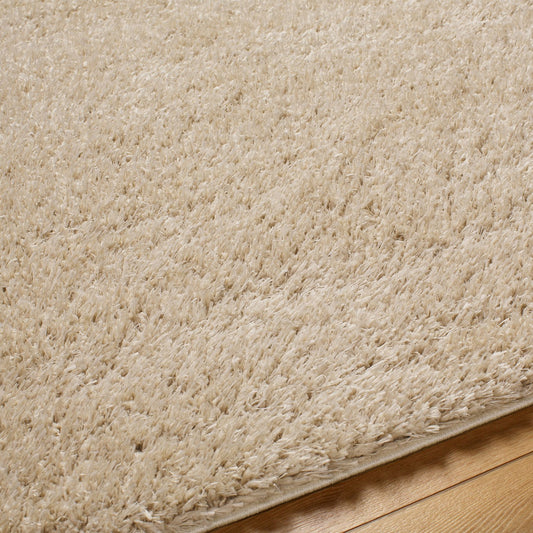 SOSO Round Shaggy Solid Color Plush Pile Beige Area Rug Beige Texture