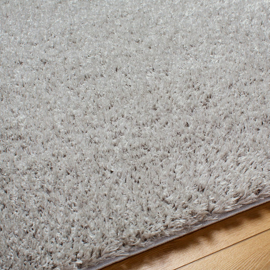 SOSO Round Shaggy Solid Color Plush Pile Light Grey Area Rug Texture