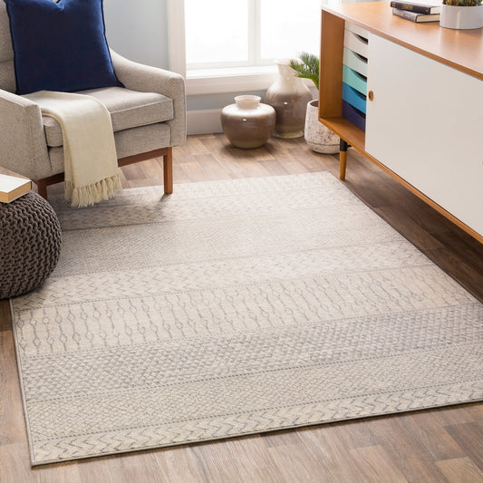 ADELE Scandi Geometric Silver Grey Area Rug Roomscene