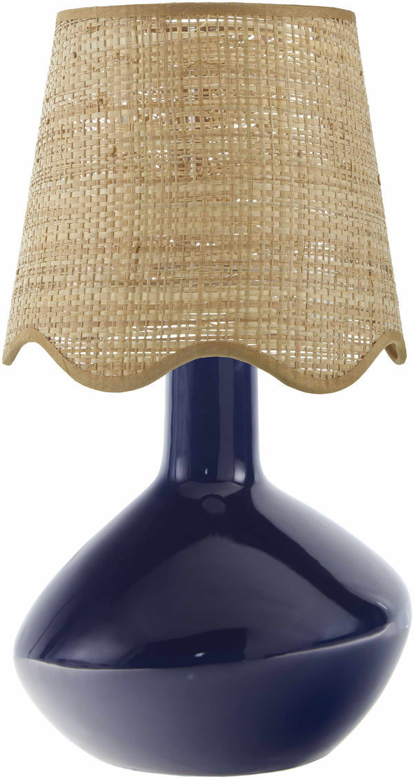 Neuenhagen Navy Rattan Ceramic Table Lamp