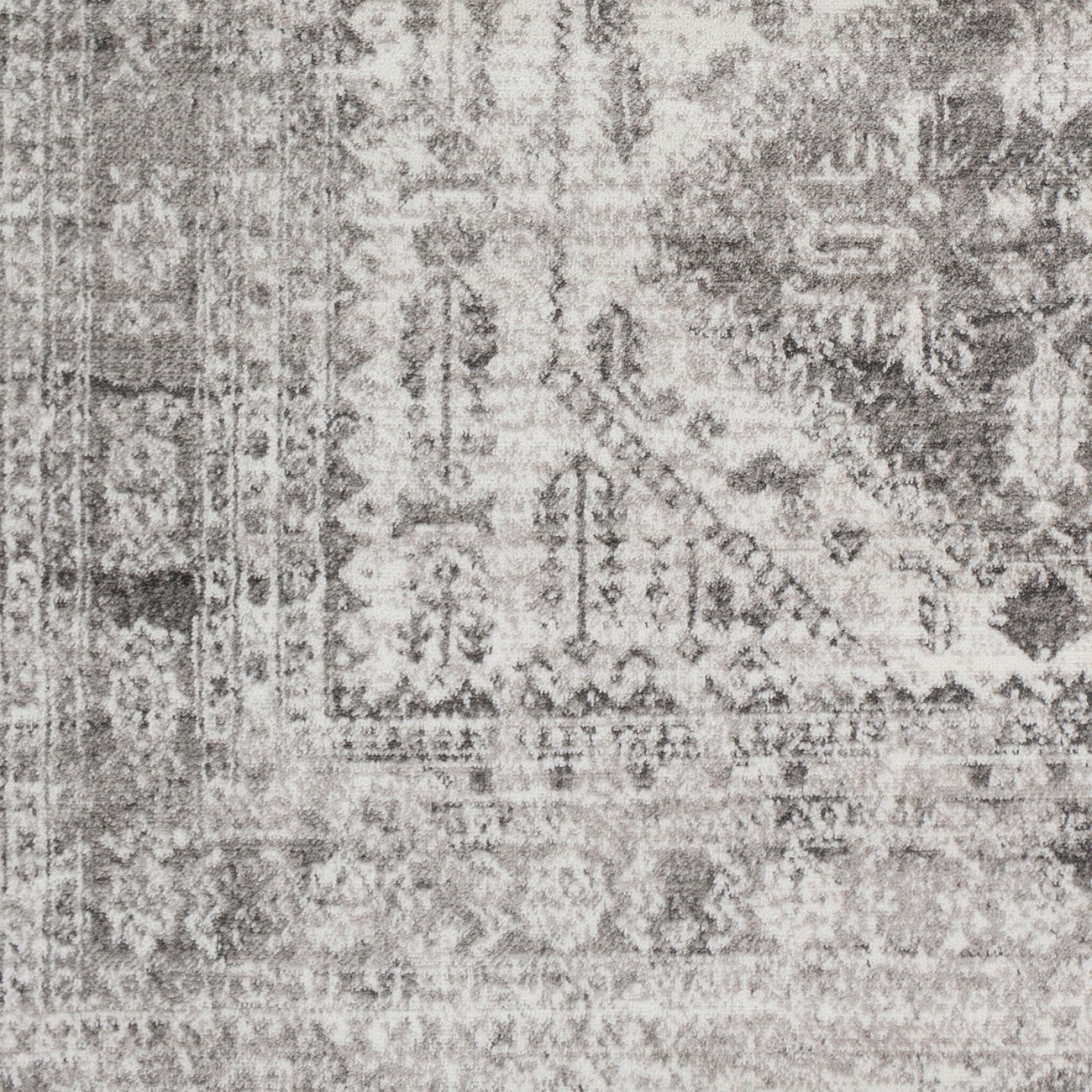 NEELAM Vintage Traditional Oriental Boho Light Grey/White/Charcoal Area Rug