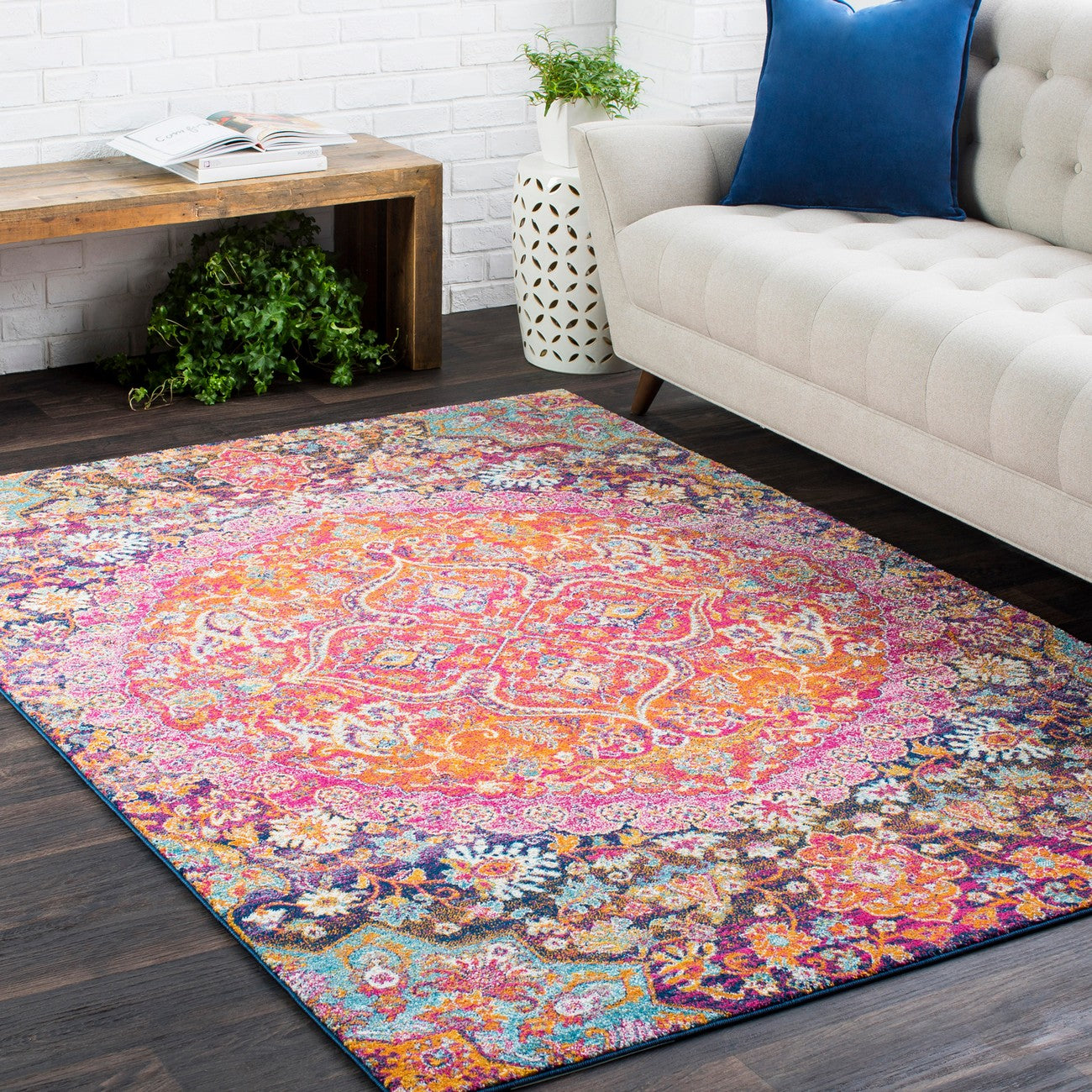 NEERJA Vintage Traditional Oriental Boho Garnet Area Rug Roomscene