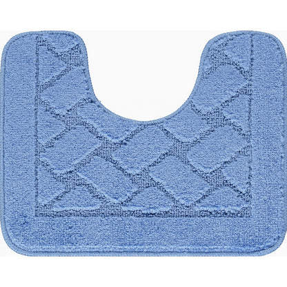 NILAH 2 Piece Machine Washable Non-Slip Blue Bathroom Rug Set Pedestal