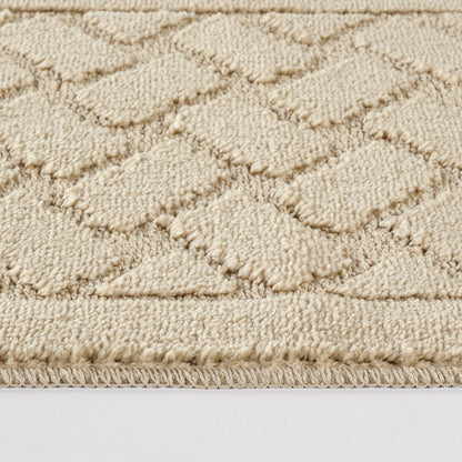 NILAH  2 Piece Machine Washable Non-Slip Light Beige Bathroom Rug Set Texture