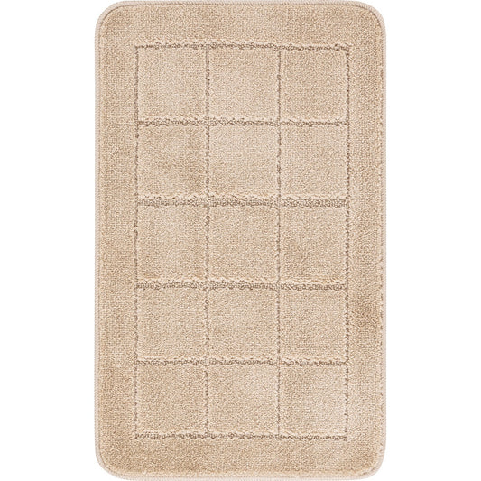 NOELLE Piece Machine Washable Non-Slip Beige Bathroom Rug Set Beige