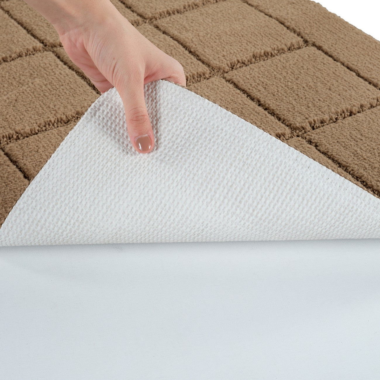 NOELLE Piece Machine Washable Non-Slip Brown Bathroom Rug Set Brown