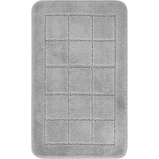 NOELLE Piece Machine Washable Non-Slip Grey Bathroom Rug Set Grey