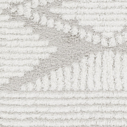 NURIA Shaggy Modern Plush Pile Light Grey Area Rug Swatch