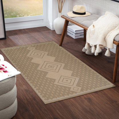 ORANOS Cottage Tan Machine Washable Jute Area Rug Roomscene
