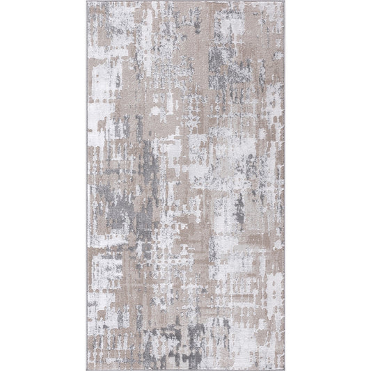 ORGANA Abstract Modern Marble White/Beige Area Rug Flat