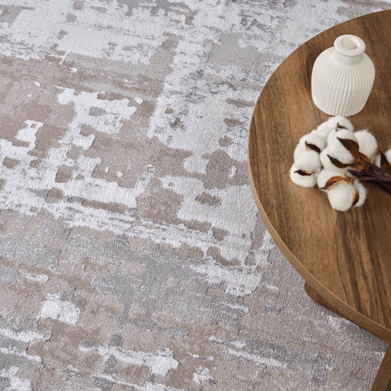 ORGANA Abstract Modern Marble White/Beige Area Rug Styleshot