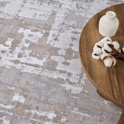 ORGANA Abstract Modern Marble White/Beige Area Rug Styleshot