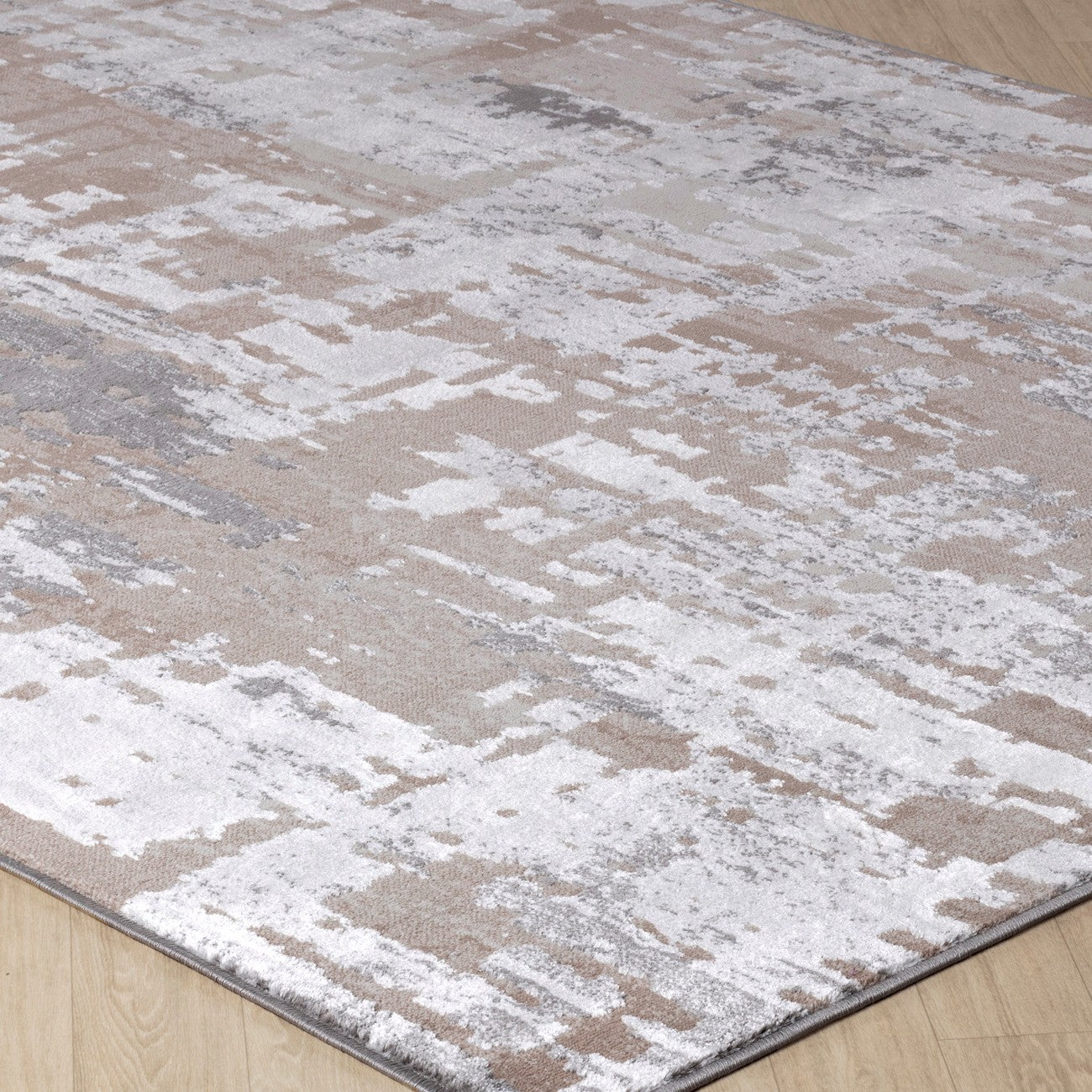 ORGANA Abstract Modern Marble White/Beige Area Rug Corner