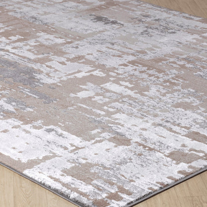 ORGANA Abstract Modern Marble White/Beige Area Rug Corner