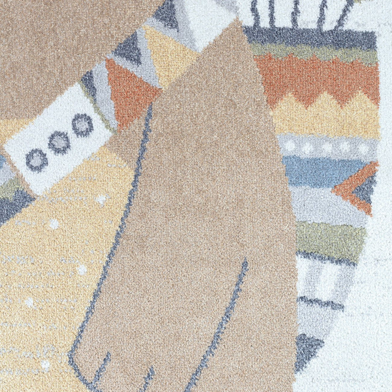 OURSIGENE Kids Machine Washable Beige/Brown Bedroom Area Rug Beige