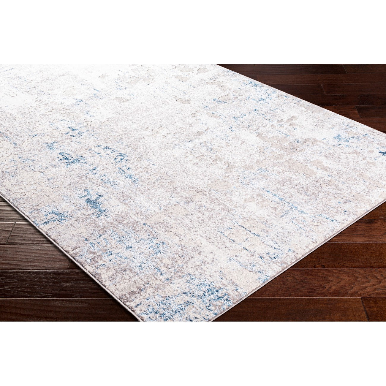 PARKER Abstract Modern Marble Dark Blue Area Rug Corner