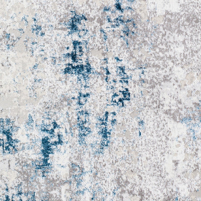 PARKER Abstract Modern Marble Dark Blue Area Rug Swatch