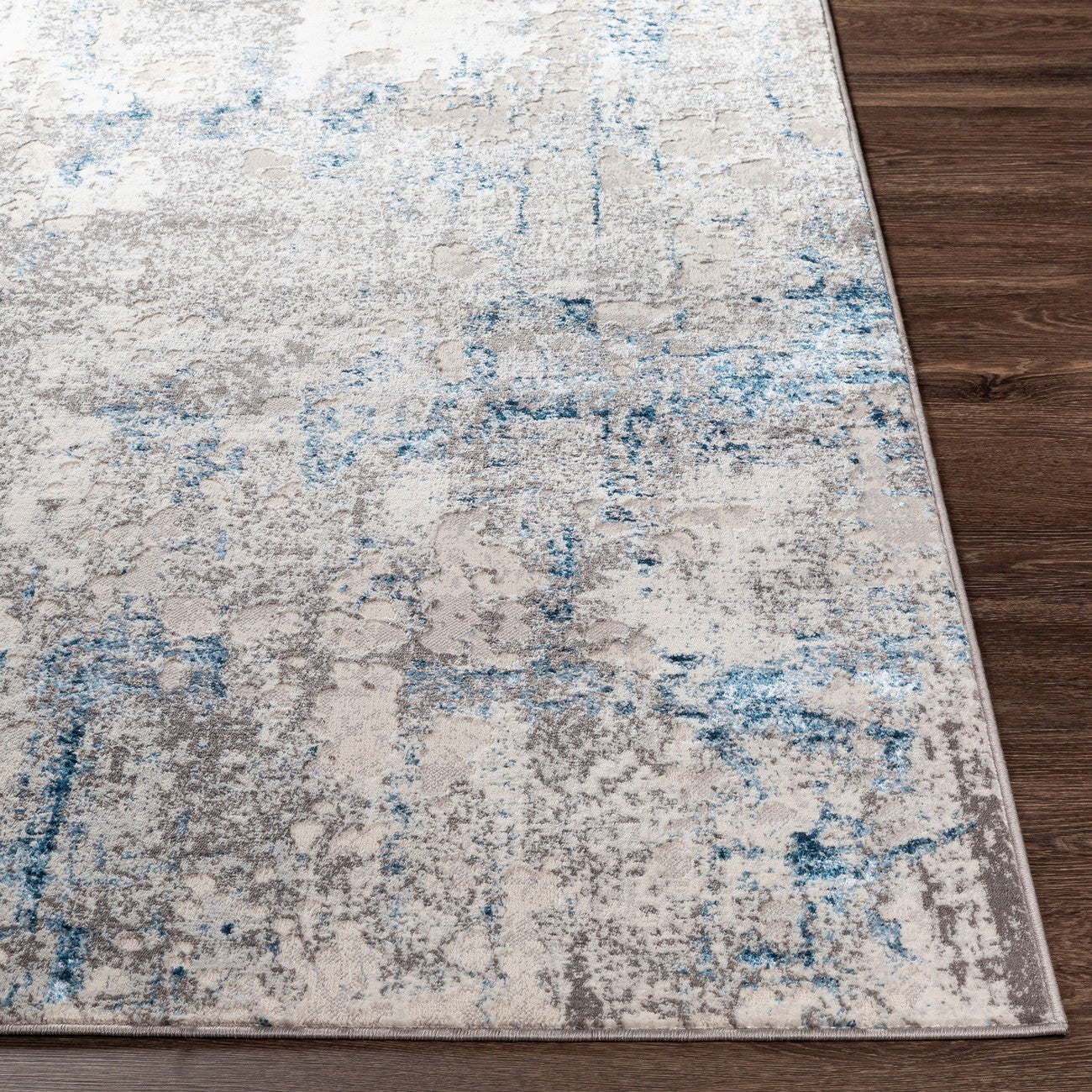 PARKER Abstract Modern Marble Dark Blue Area Rug Front