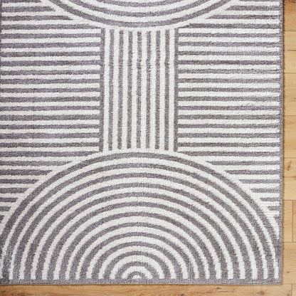 PAULINE Machine Washable Modern Shaggy Charcoal Area Rug Overhead